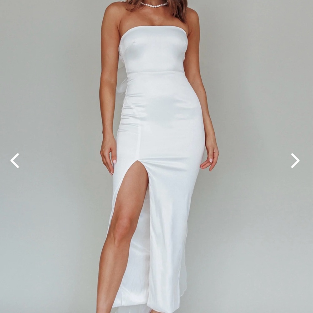 Bow Back Midi Dress White, LIKE NEW worn for 1 hour
